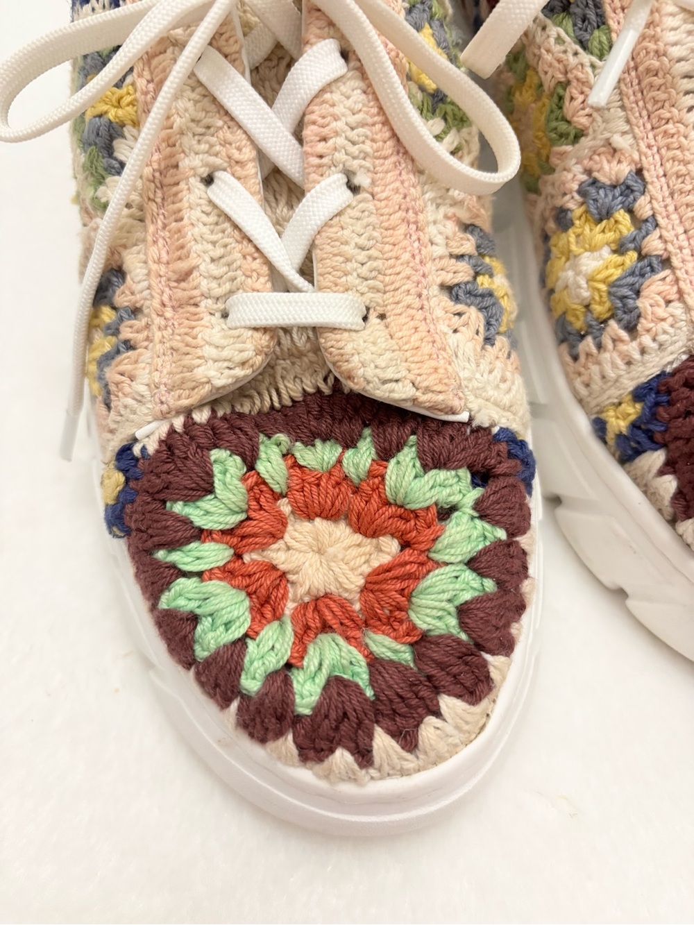 Free People Catch Me If You Can Multicolor Crochet Patchwork Platform Sneakers - Picture 7 of 14